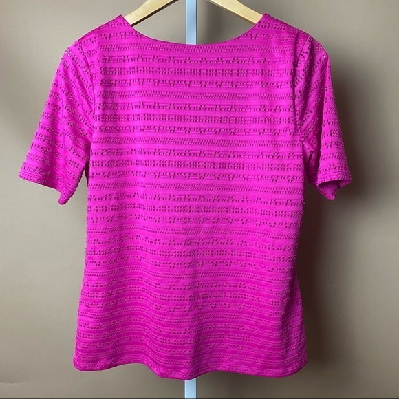 APT. 9 Petite Medium Hot Pink Geo Cut Out Lined Top Office Neon Modest - Picture 3 of 7
